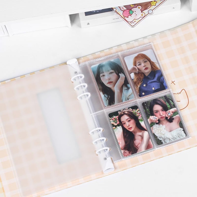baskiss A5 Kpop Photocard Binder with 30 4-Pocket Pages and One Divider, Cute 120 Pockets 6 Ring Card Holder Album Snug Fit for Standard Idol Photocards, Polaroids, Photos (Yellow Kitten) - Image 5